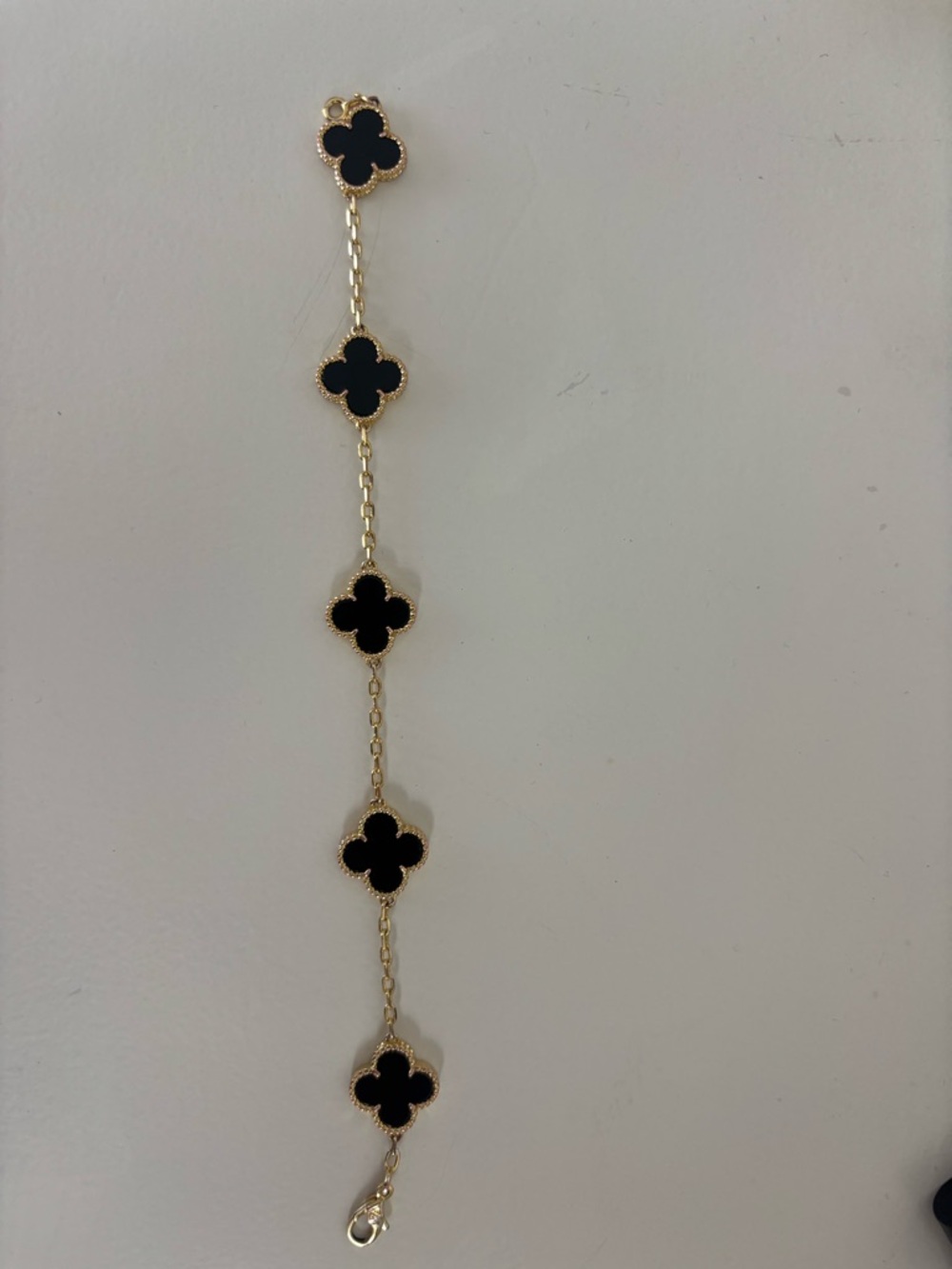 Gold Chain Bracelet with Black Clover Motifs - Women Jewelry